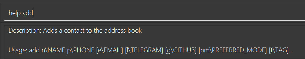 detailed help message