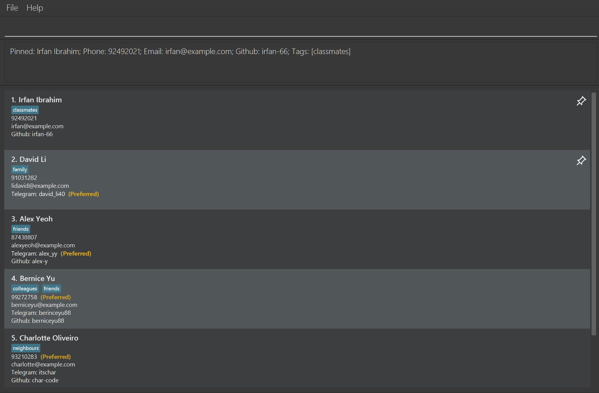 pin contact example