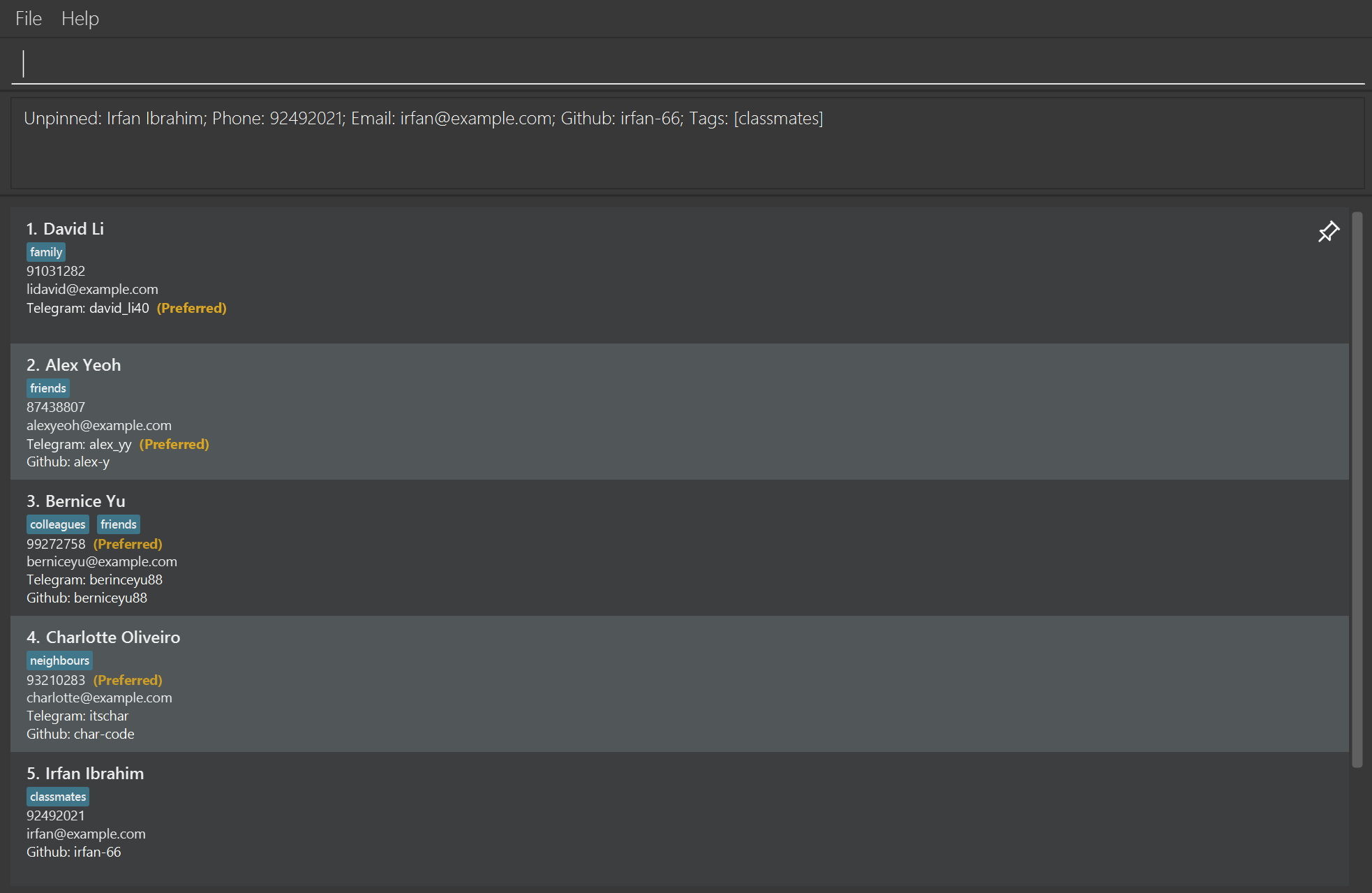 unpin contact example